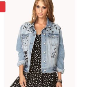 black denim jacket graffiti